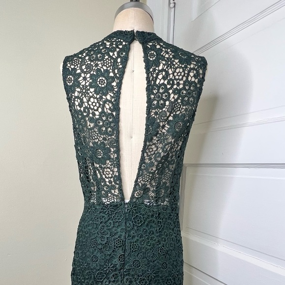 MNG mango Green Lace Shift Dress Open Back S 4 Midi - Picture 6 of 8